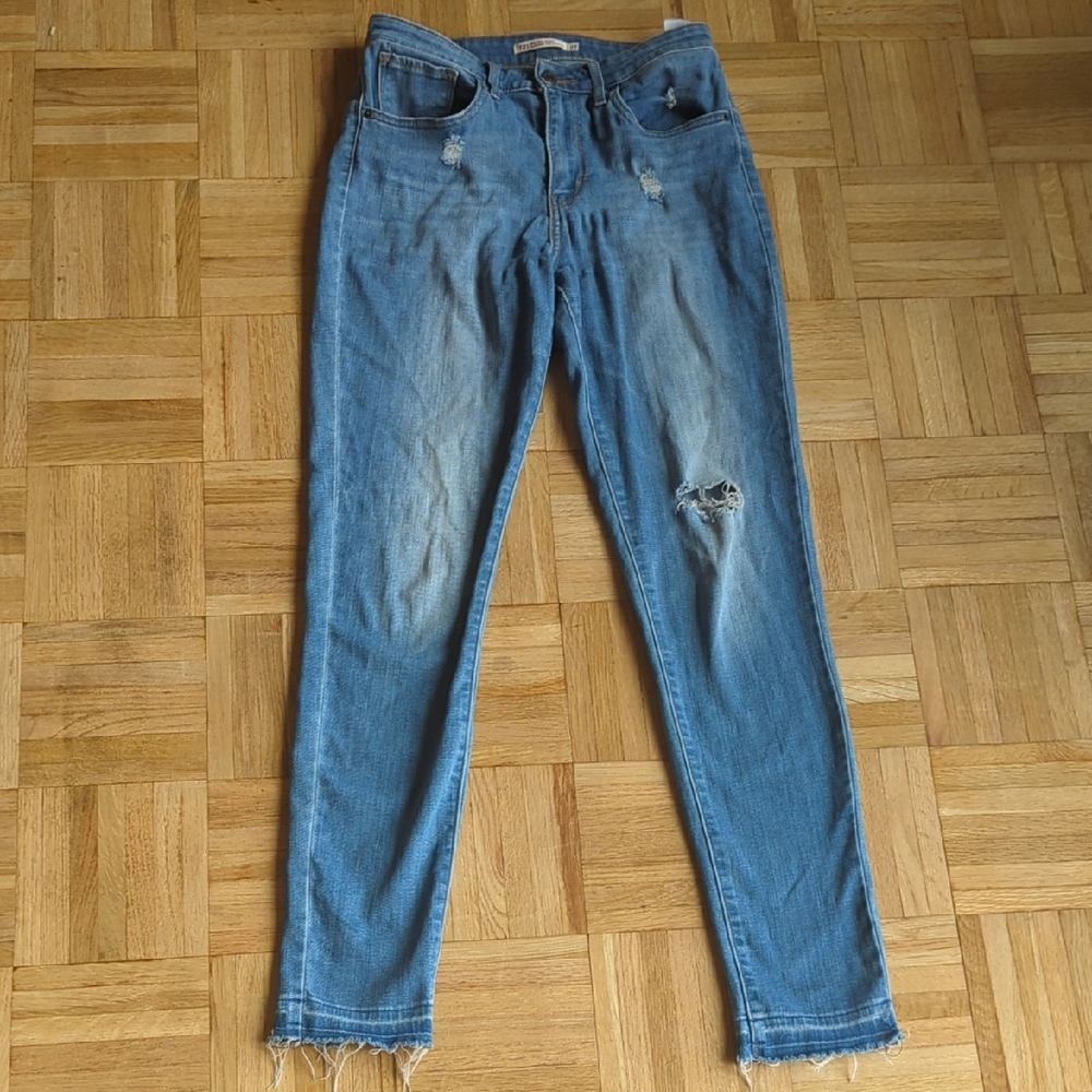 Levi's 721 Light Blue Distressed Skinny Jeans